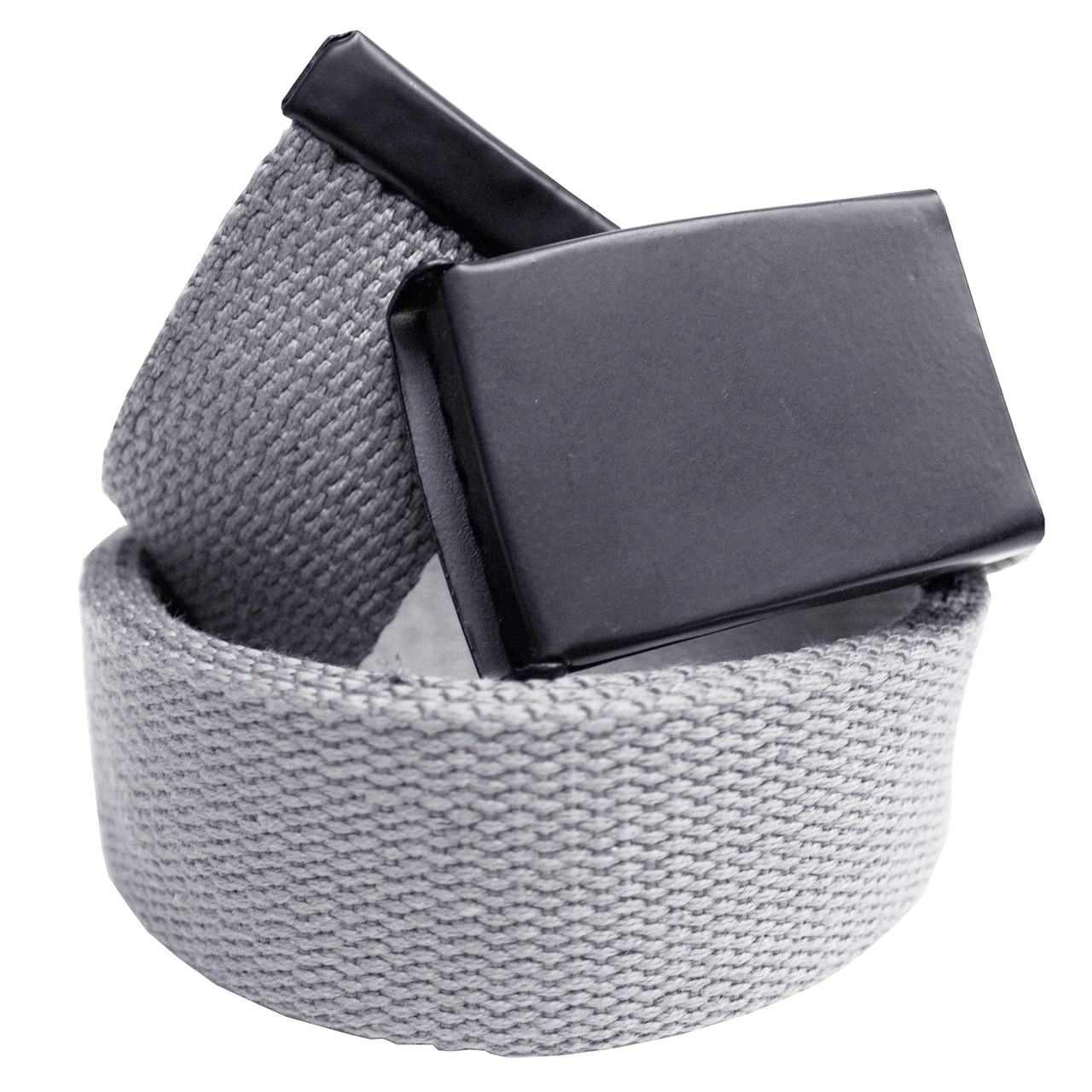 Webbing Army Belt with Black Buckle  - Grey
