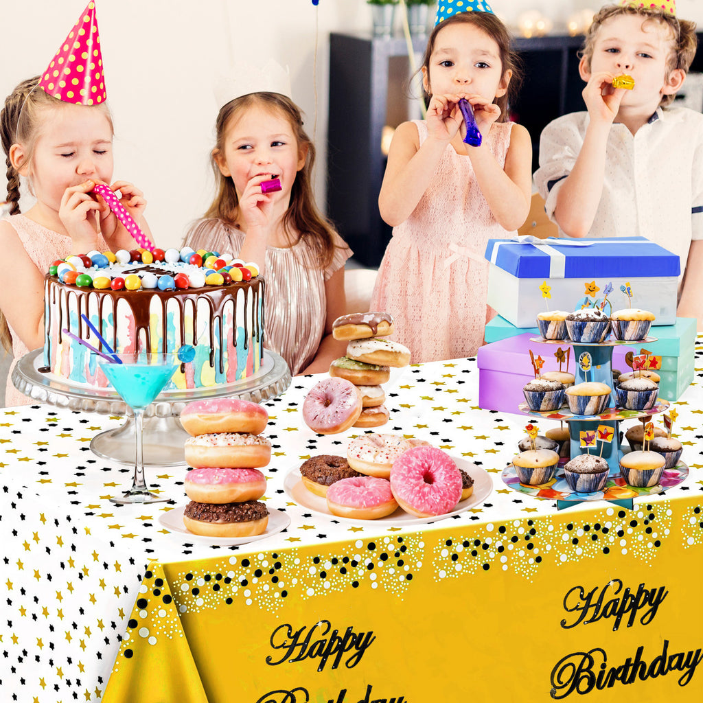 Gold Happy Birthday Printed Foil Tablecloth