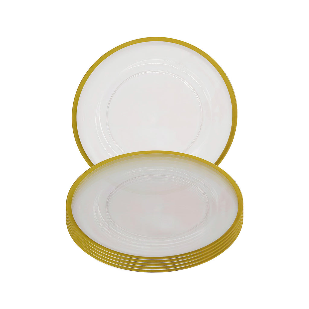 Round Charger Plate - Clear with Gold Trim x 6
