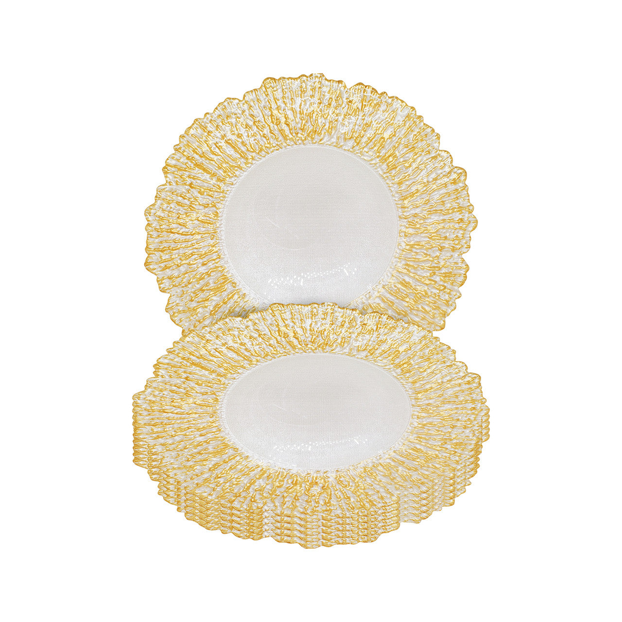 Round Charger Plate - Crackled Gold x 6