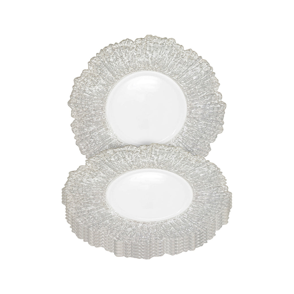 Round Charger Plate - Crackled Silver x 6