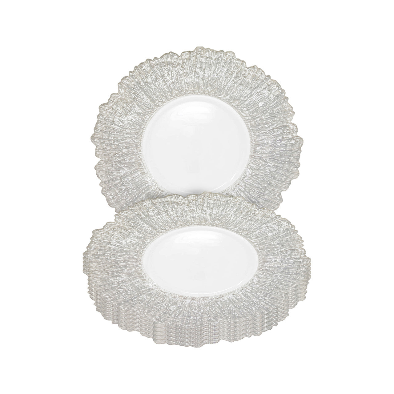Round Charger Plate - Crackled Silver x 6