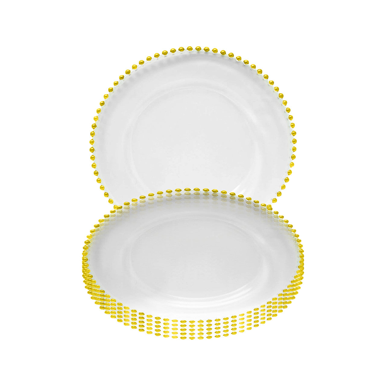 Round Charger Plate - Clear with Gold Beads x 6