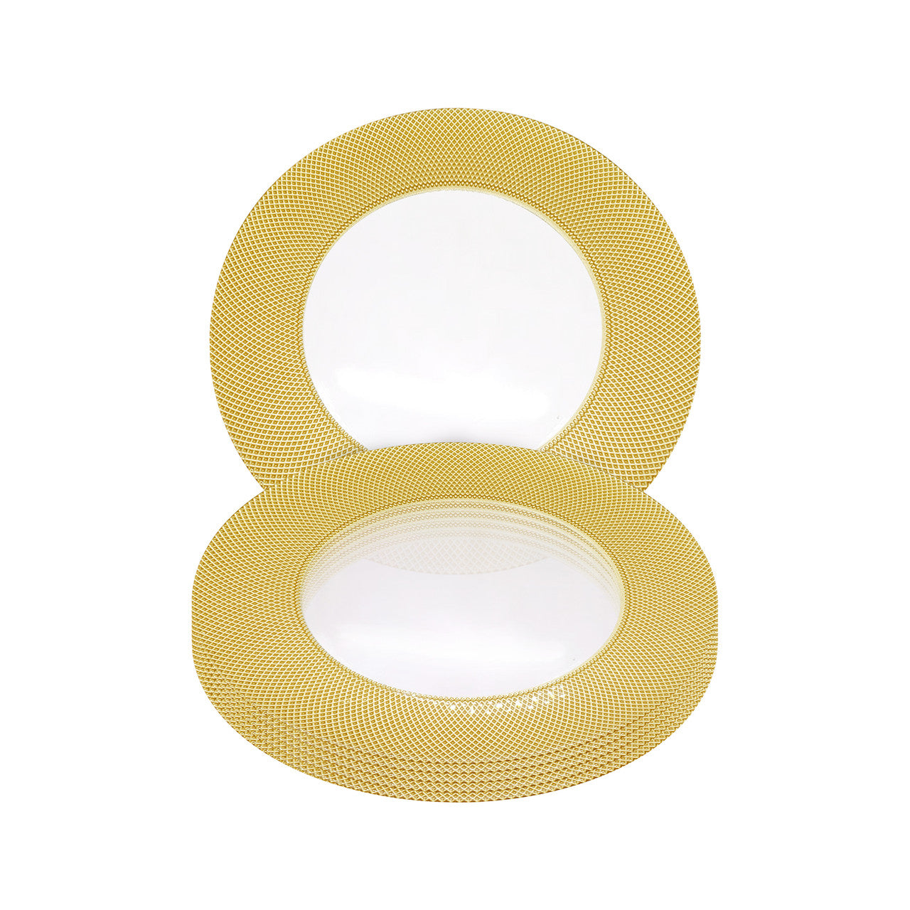 Round Charger Plate - Checkered Gold x 6