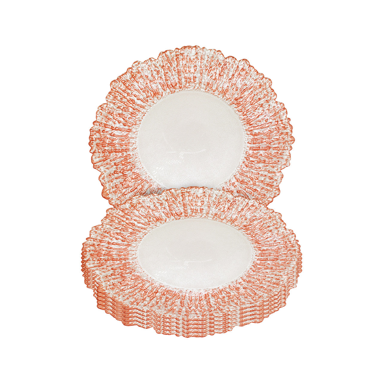 Round Charger Plate - Crackled Rose Gold x 6