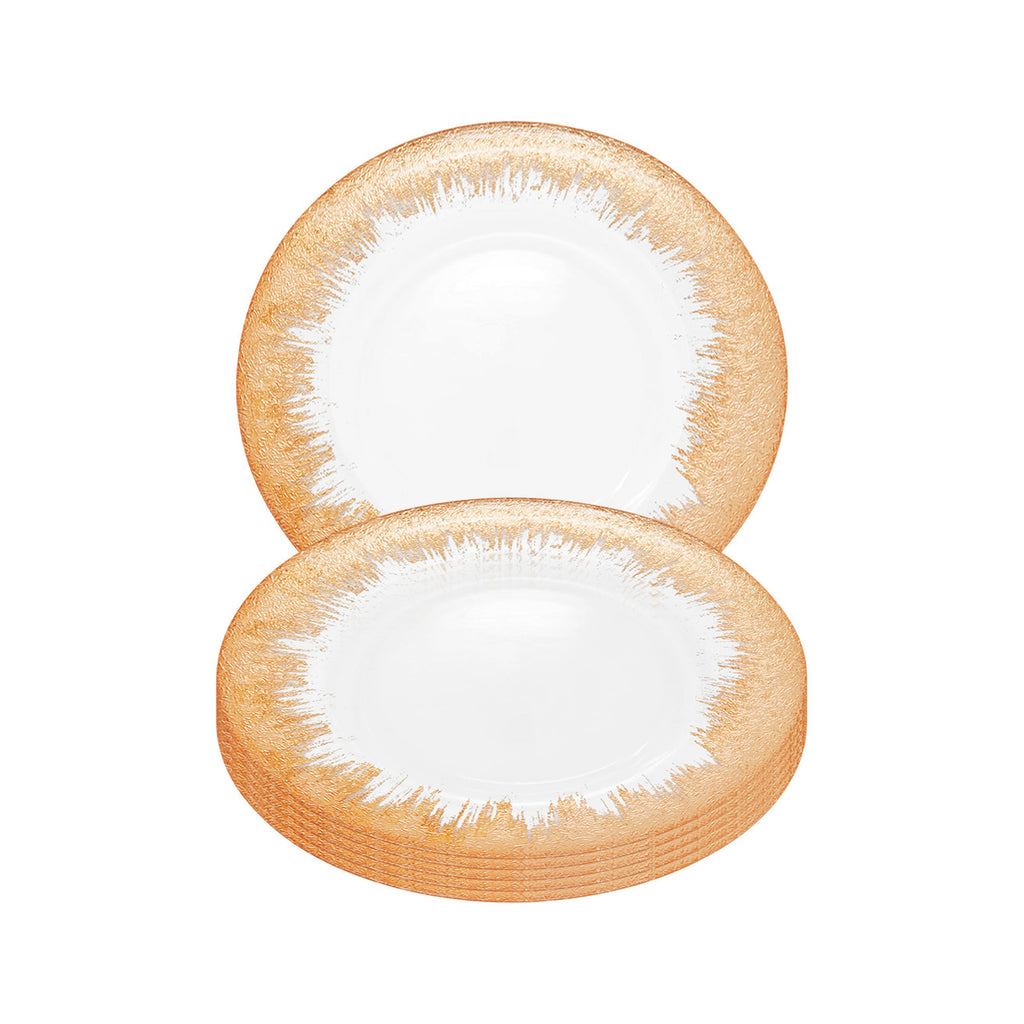 Round Charger Plate - Clear with Copper Textured Trim x 6