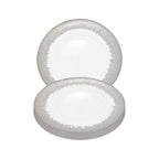 Round Charger Plate - Clear with Silver Textured Trim x 6