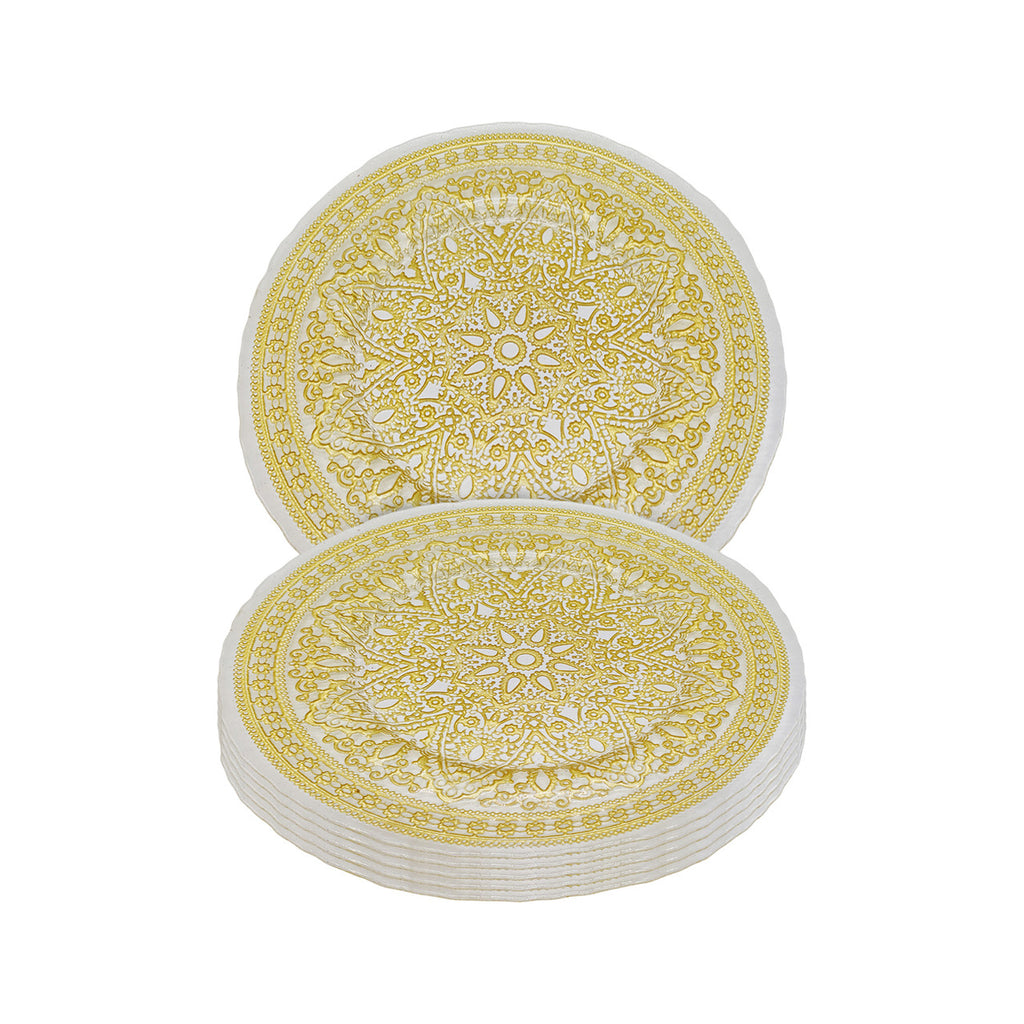 Round Charger Plate - Mandala Flower Gold x 6