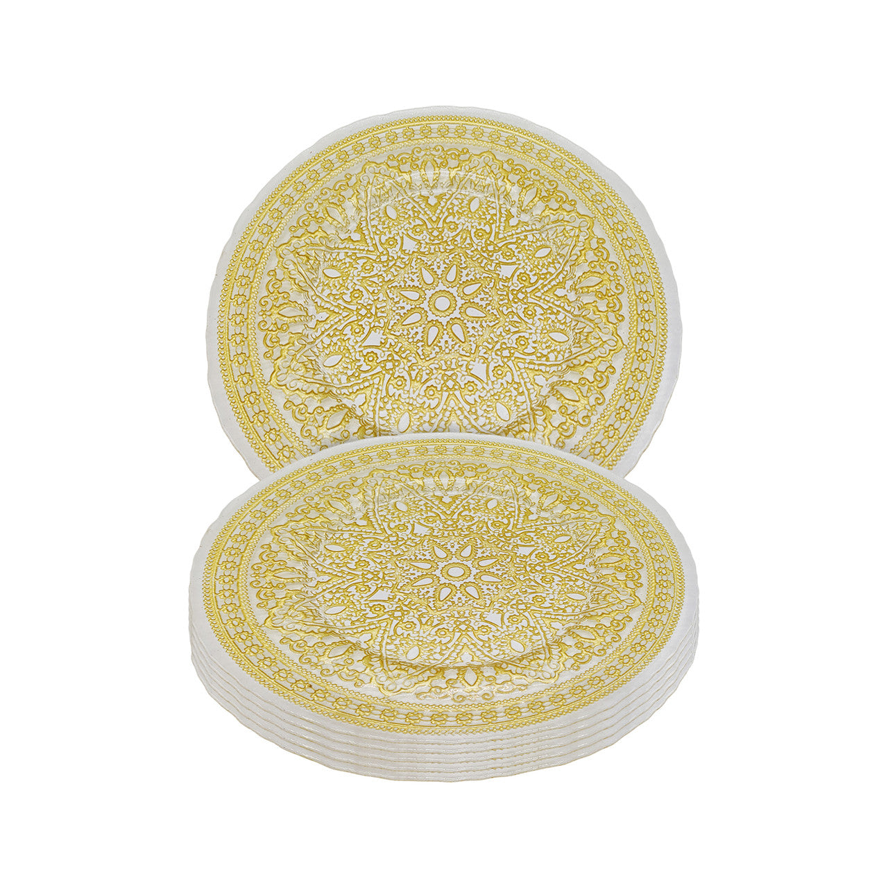 Round Charger Plate - Mandala Flower Gold x 6