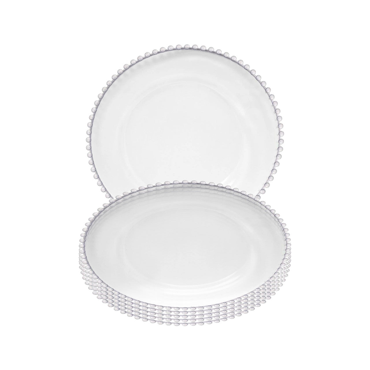 Round Charger Plate - Clear with Clear Beads x 6
