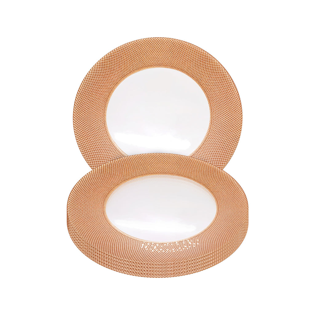 Round Charger Plate - Checkered Rose Gold x 6