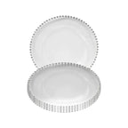 Round Charger Plate - Clear with Silver Beads x 6