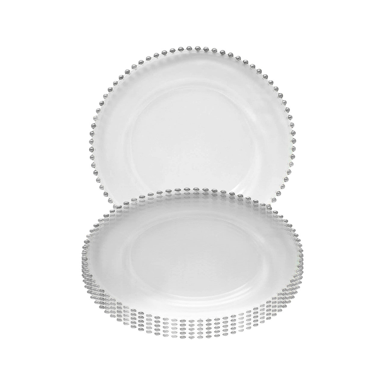 Round Charger Plate - Clear with Silver Beads x 6