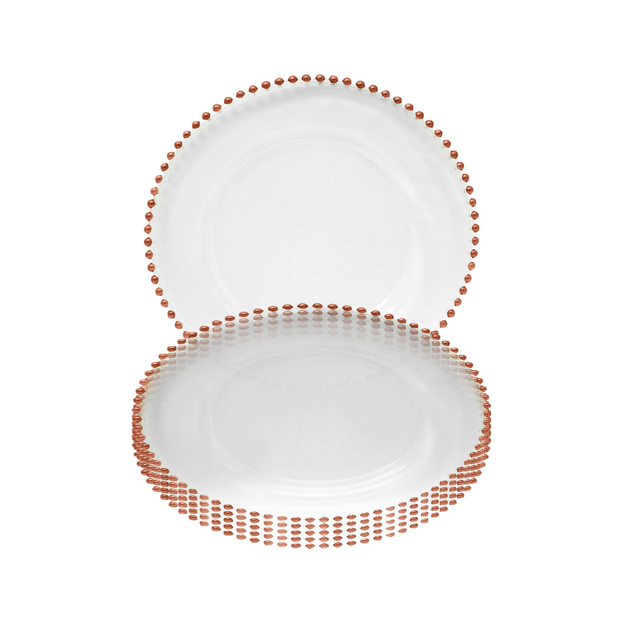 Round Charger Plate - Clear with Rose Gold Beads x 6