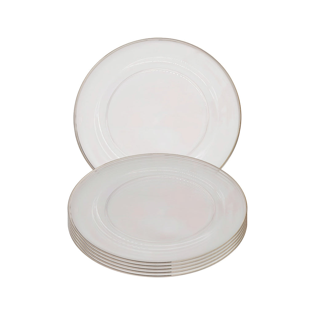 Round Charger Plate - Clear with Silver Trim x 6