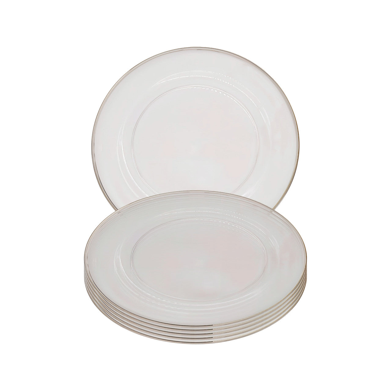 Round Charger Plate - Clear with Silver Trim x 6