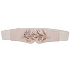 4cm Wide Belt - Tree Leaves Pattern - Ivory