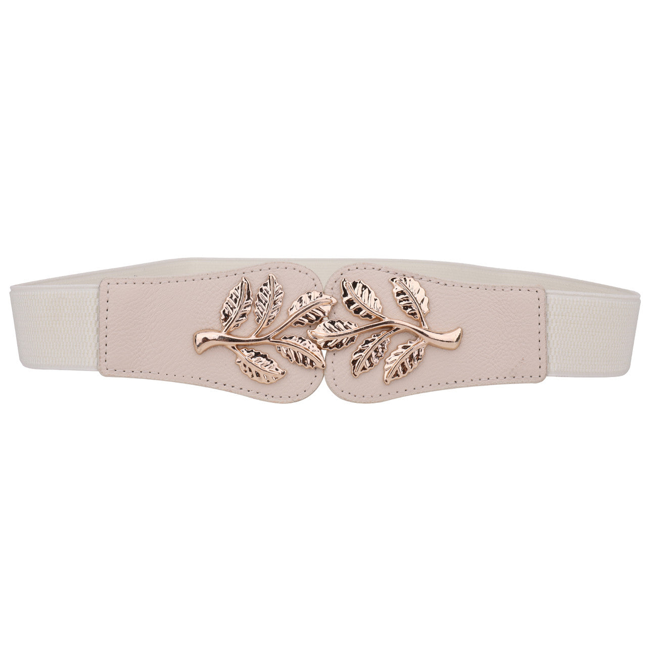 4cm Wide Belt - Tree Leaves Pattern - Ivory