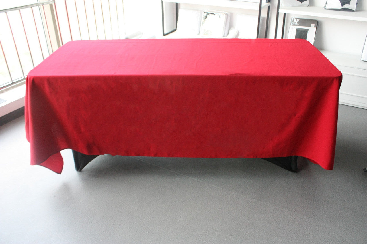 70" x 144" Rectangle Spun Polyester Tablecloth - Red