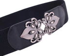 Black Elasticated Clip on Belt with Detailed Buckle