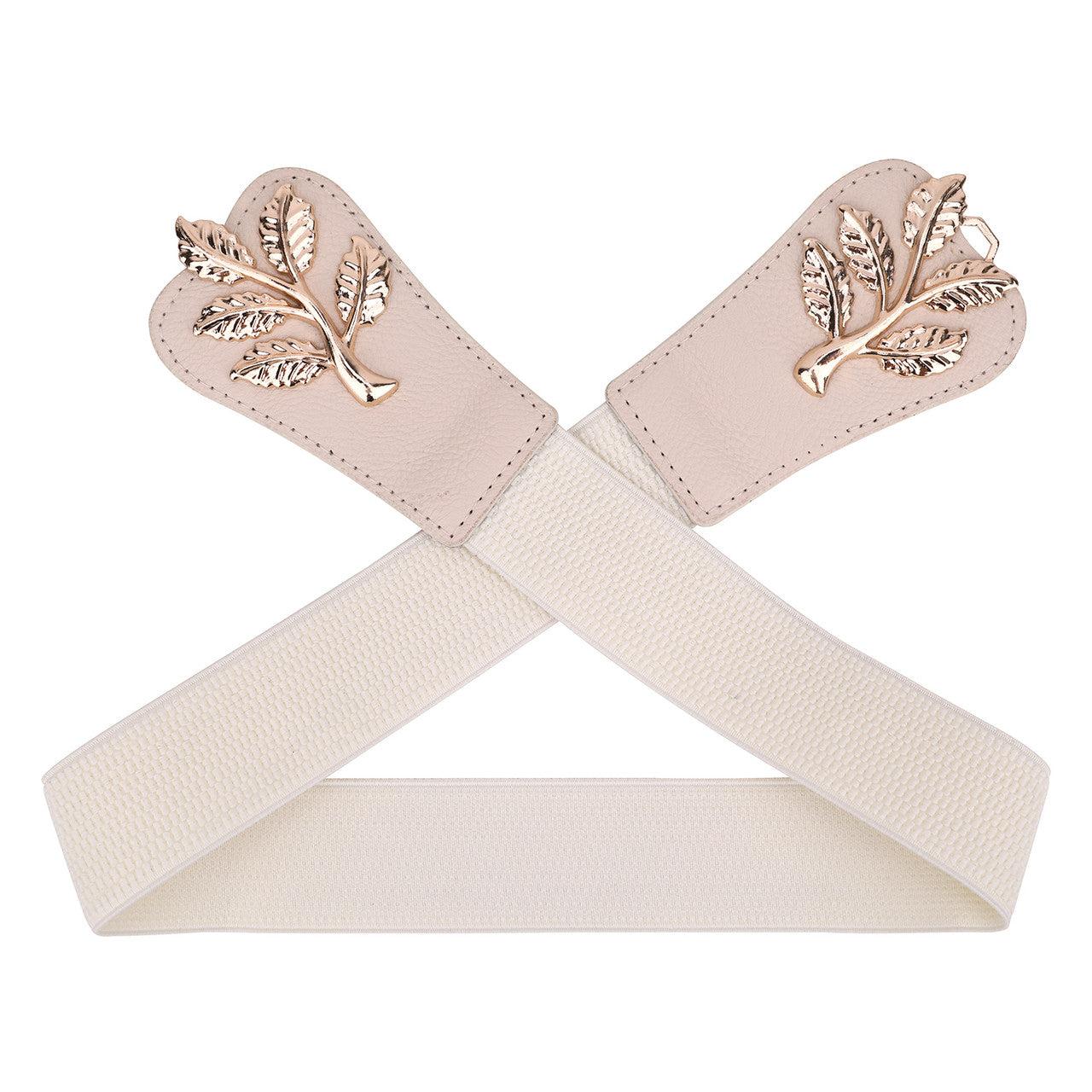 4cm Wide Belt - Tree Leaves Pattern - Ivory