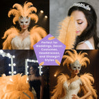 50-60cm Loose Ostrich Feathers, 5pcs - Orange