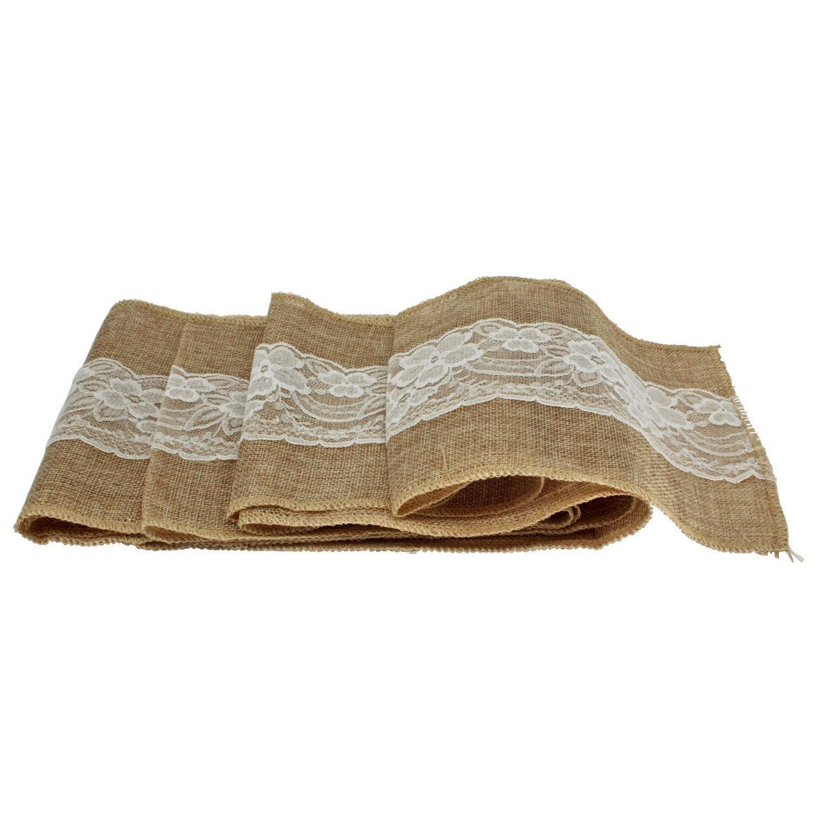 7" x 108" Plain Hessian with White Lace Chair Sash