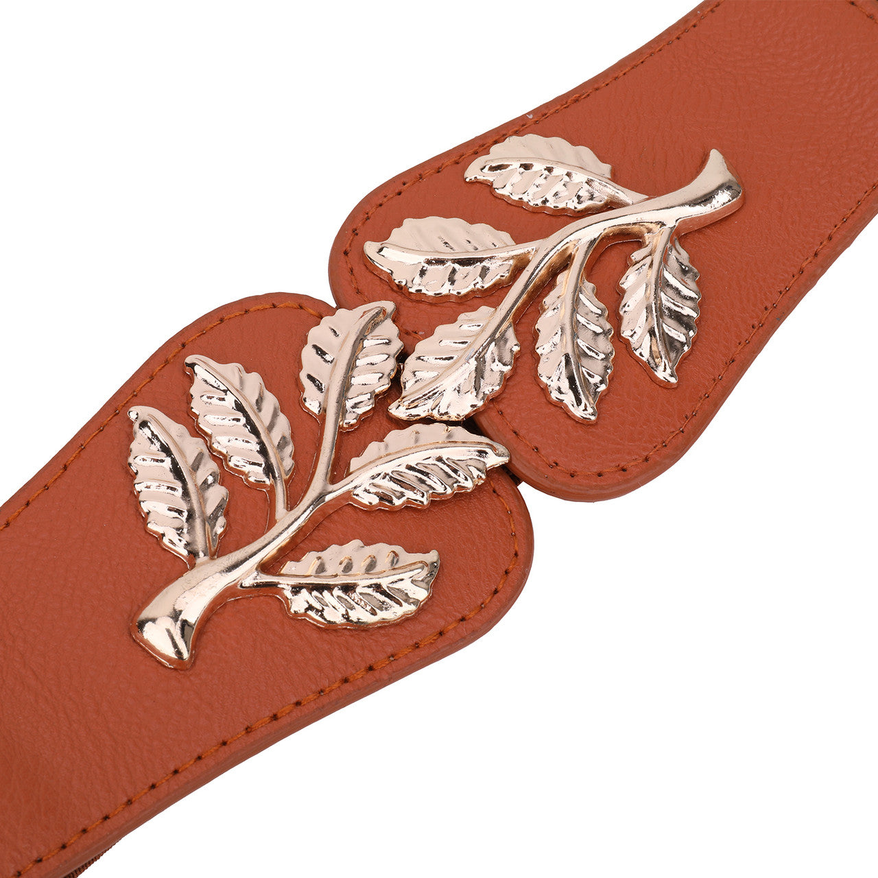 4cm Wide Belt - Tree Leaves Pattern - Brown