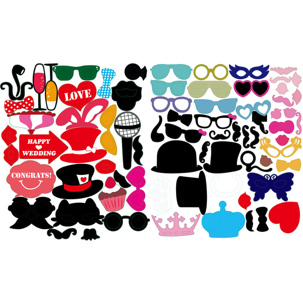 77pc Wedding Photo Booth Cardboard Party Props