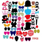 77pc Wedding Photo Booth Cardboard Party Props