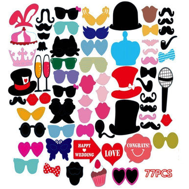 77pc Wedding Photo Booth Cardboard Party Props