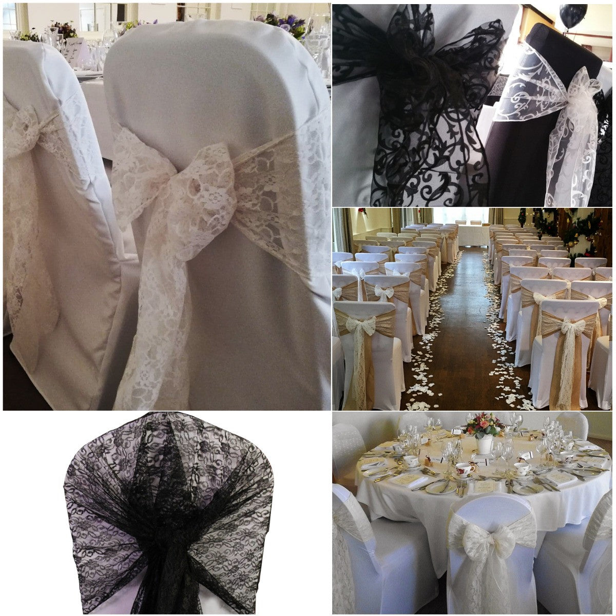 7" x 108" Vintage Lace Chair Sash - Ivory
