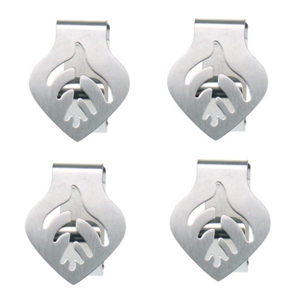 Stainless Steel Leaf Design Tablecloth Clips - 4pcs
