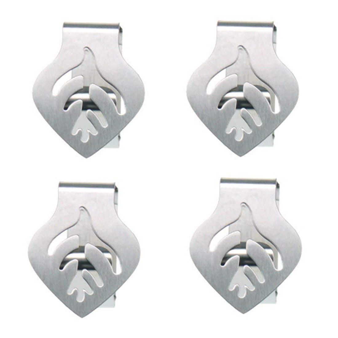 Stainless Steel Leaf Design Tablecloth Clips - 4pcs