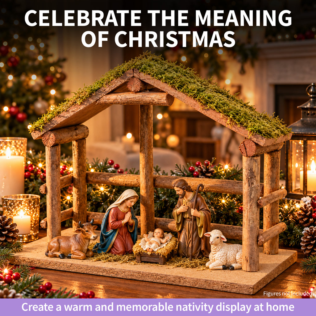 Wood Nativity Stable - Large