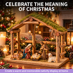 Wood Nativity Stable - Large