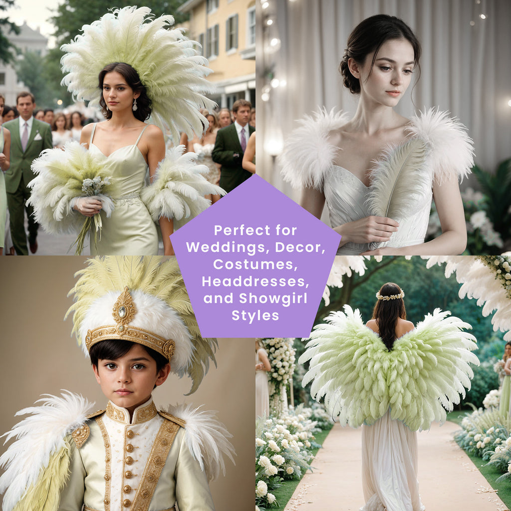 35-40cm Loose Ostrich Feathers, 5pcs - Silver