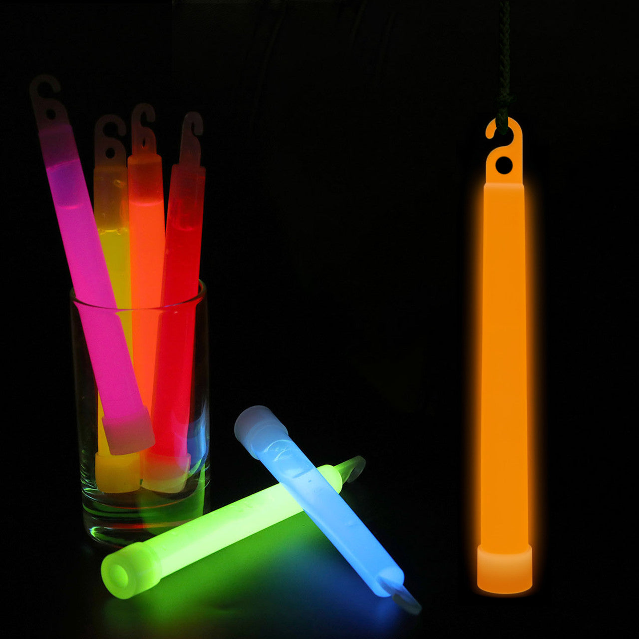 6" Premium Neon Glow Sticks (Pack of 25) - Orange