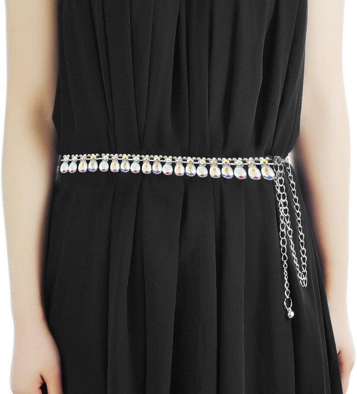 Silver Tear Drop Diamante Belt
