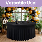 60" Round Spandex Tablecloth with Skirt - Black