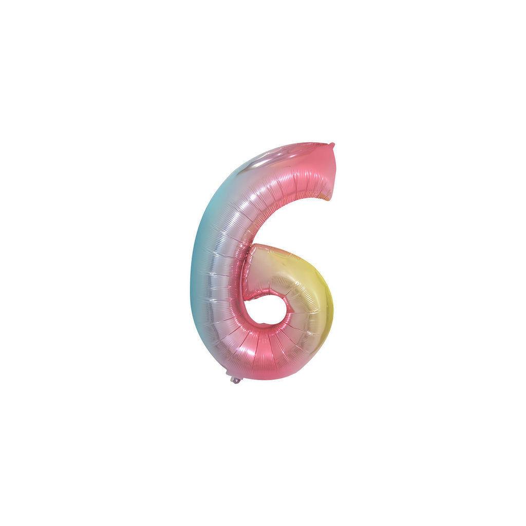 Large Foil Number Air-fill and Helium Balloons (0-9) - Rainbow