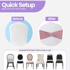 Spandex Chair Band with Round Diamante Buckle - Baby Pink