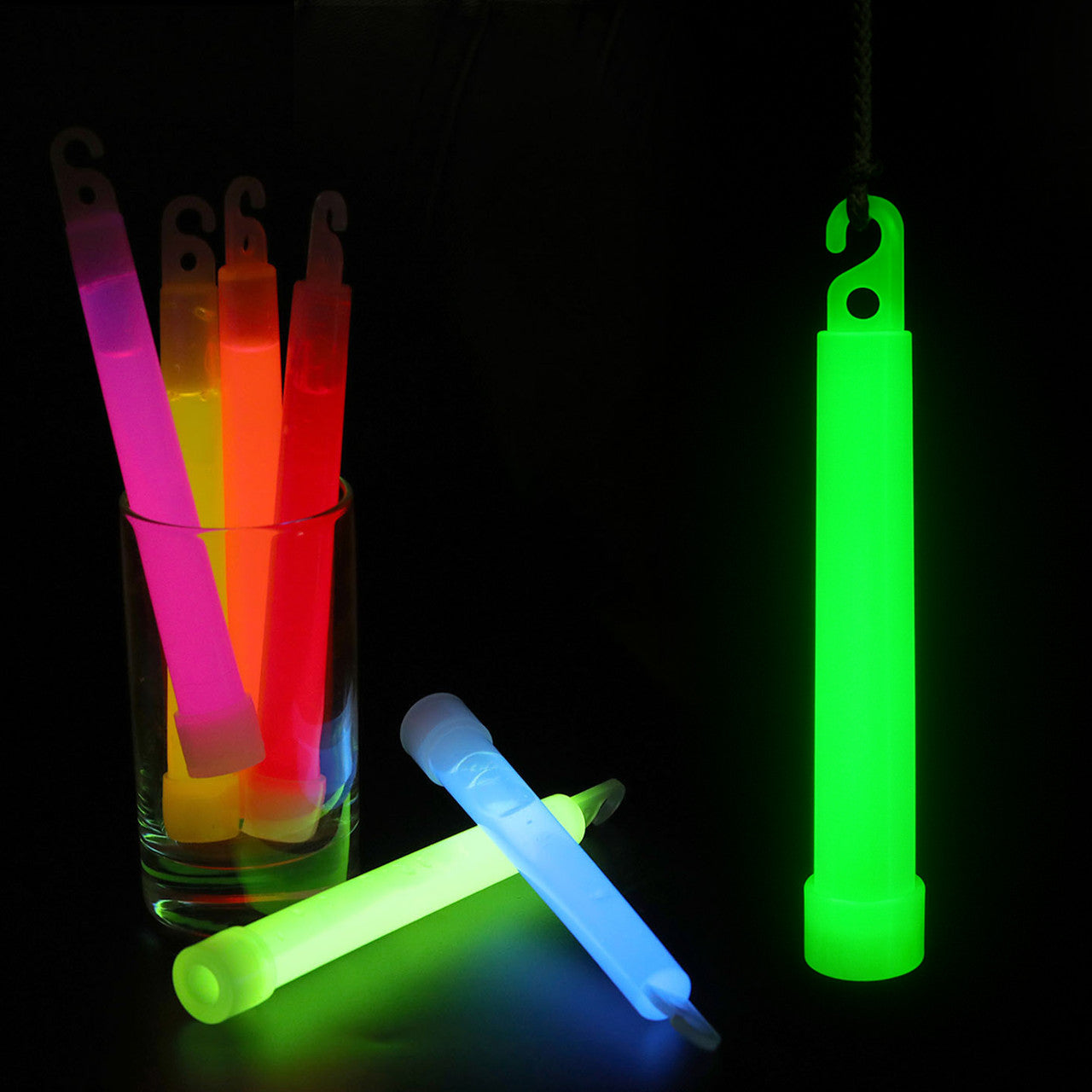 6" Premium Neon Glow Sticks (Pack of 25) - Green