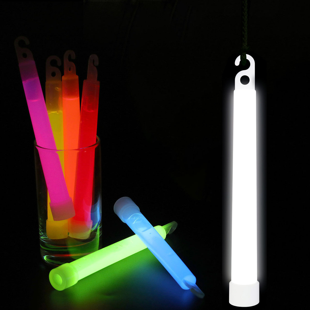 6" Premium Neon Glow Sticks (Pack of 25) - White