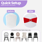 Spandex Chair Band with Round Diamante Buckle - Red