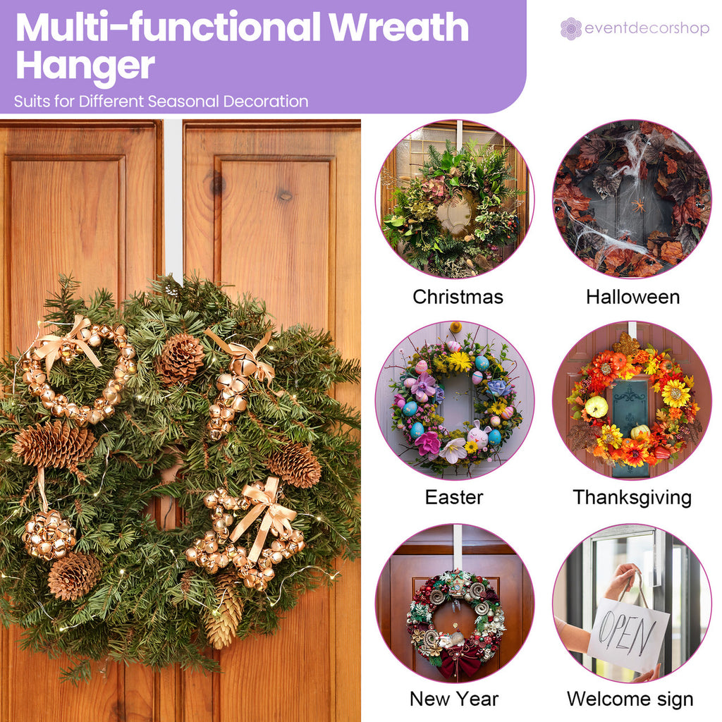Wreath Hanger Hooks for Front Doors - 2 pack