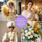 35-40cm Loose Ostrich Feathers, 5pcs - Gold
