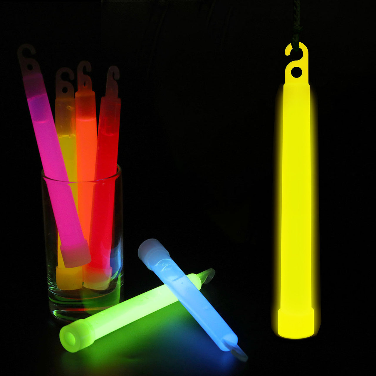 6" Premium Neon Glow Sticks (Pack of 25) - Yellow