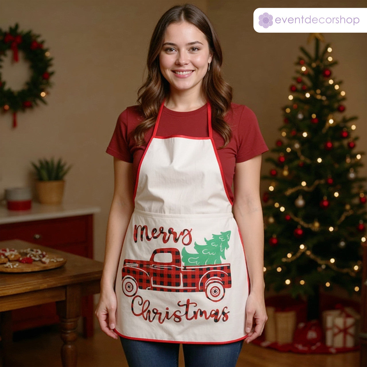 Unisex Christmas Apron – Festive Truck Design