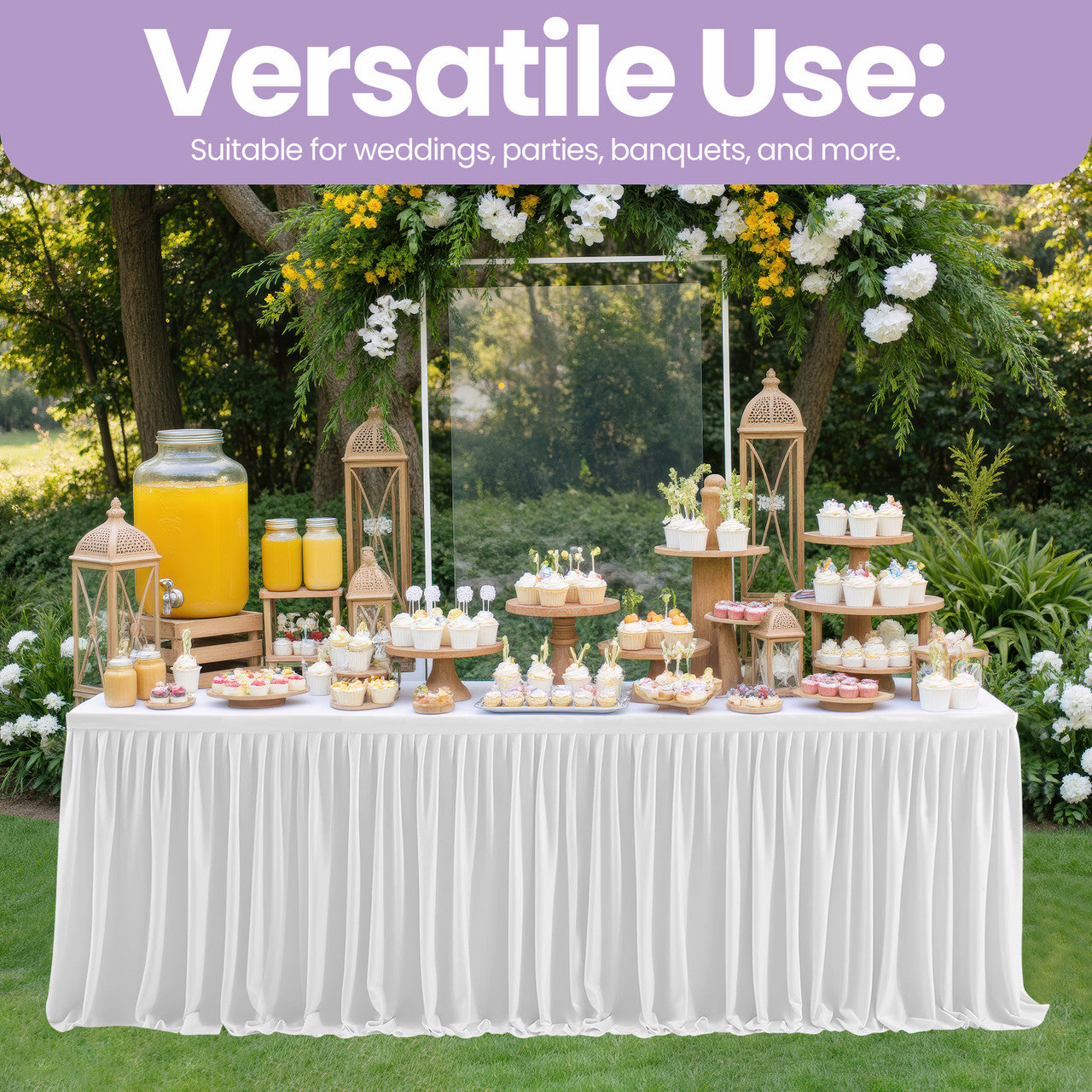 Polyester Table Skirt - White